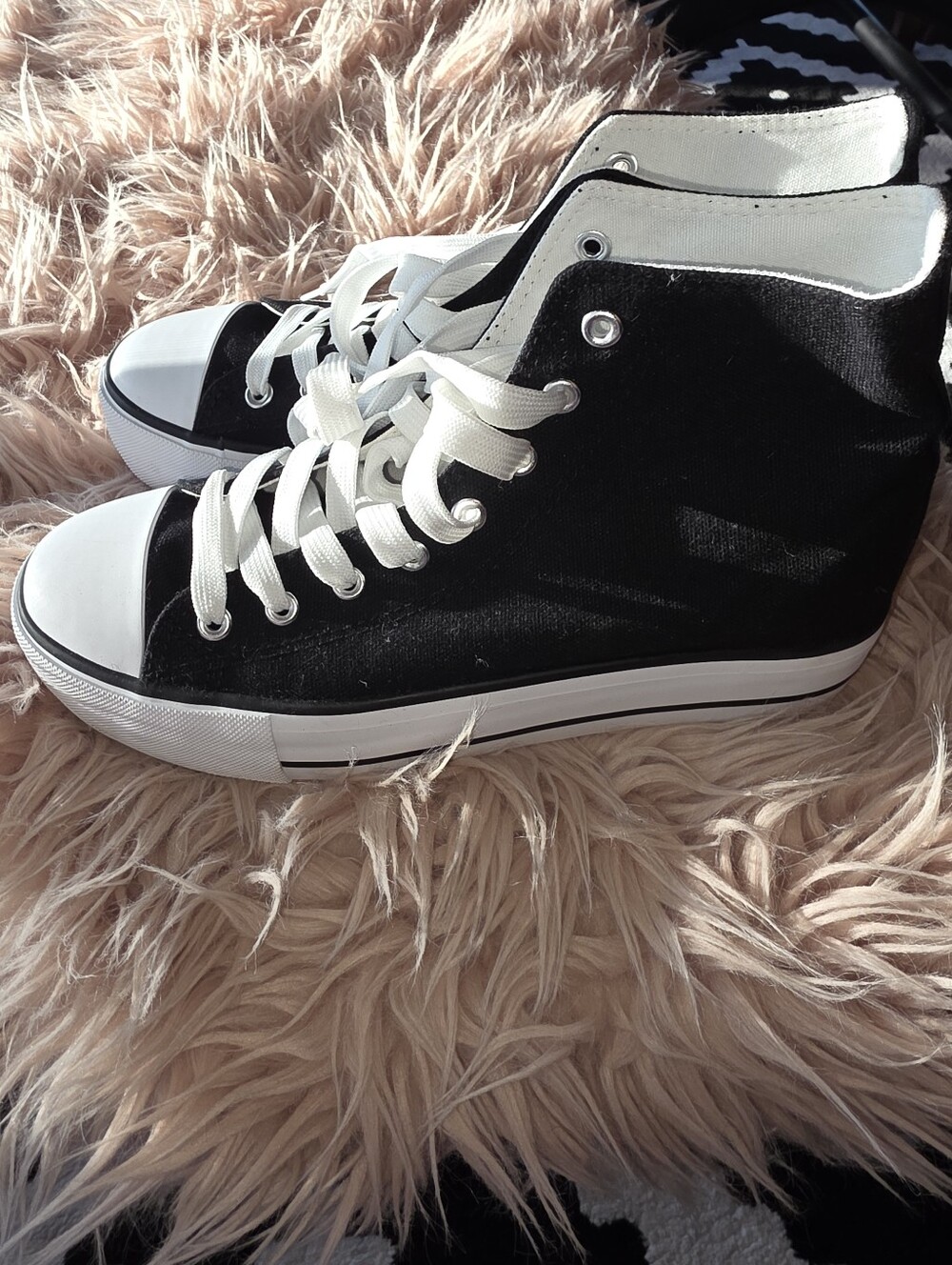 Amazon Black and White High-Top Canvas Sneakers